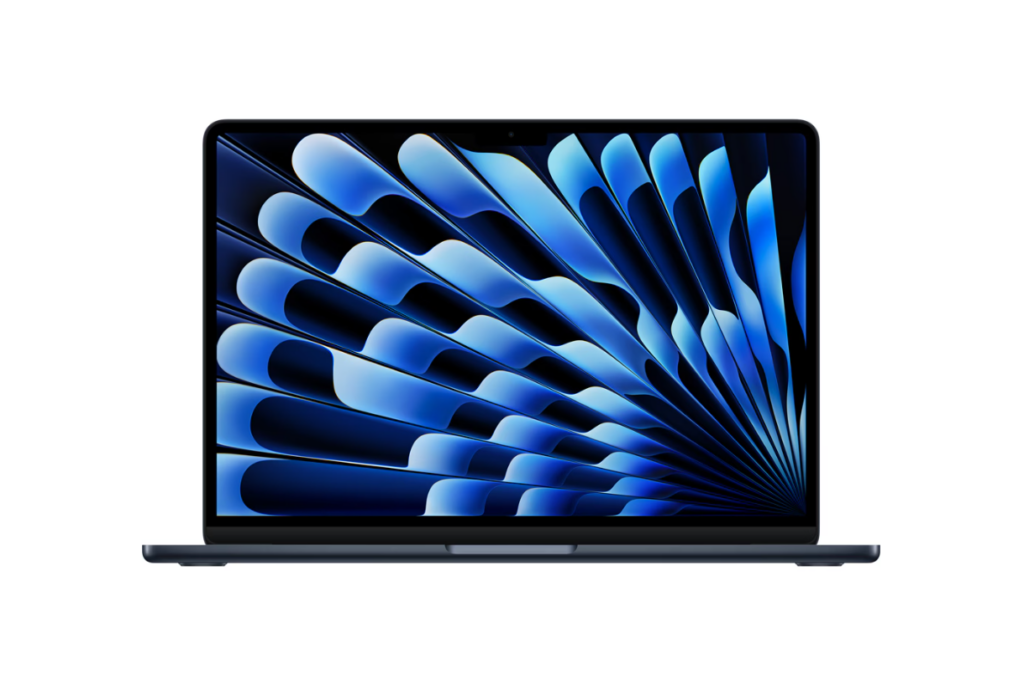 Laptop Apple MacBook Air 15″, cu procesor Apple M4, 10 nuclee CPU si 10 nuclee GPU, 16GB, 256GB, Midnight, Tastatura Internationala, Manual RO