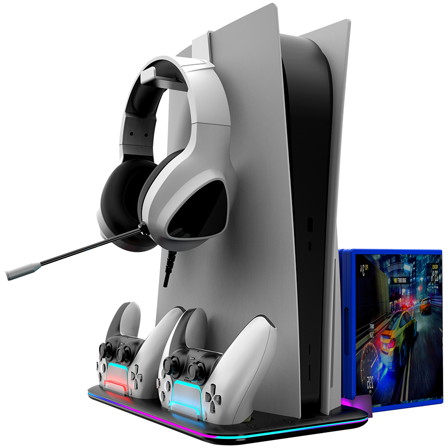 Statie incarcare/cooler Canyon CS-51 RGB pentru PlayStation 5 Negru 4 Statie incarcare/cooler Canyon CS-51 RGB pentru PlayStation 5 Negru - imagine 4