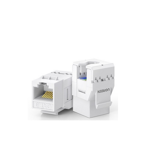 Mufa RJ-45 Ugreen, „NW186” pt. cablu UTP, tip keystone 180 de grade, alb