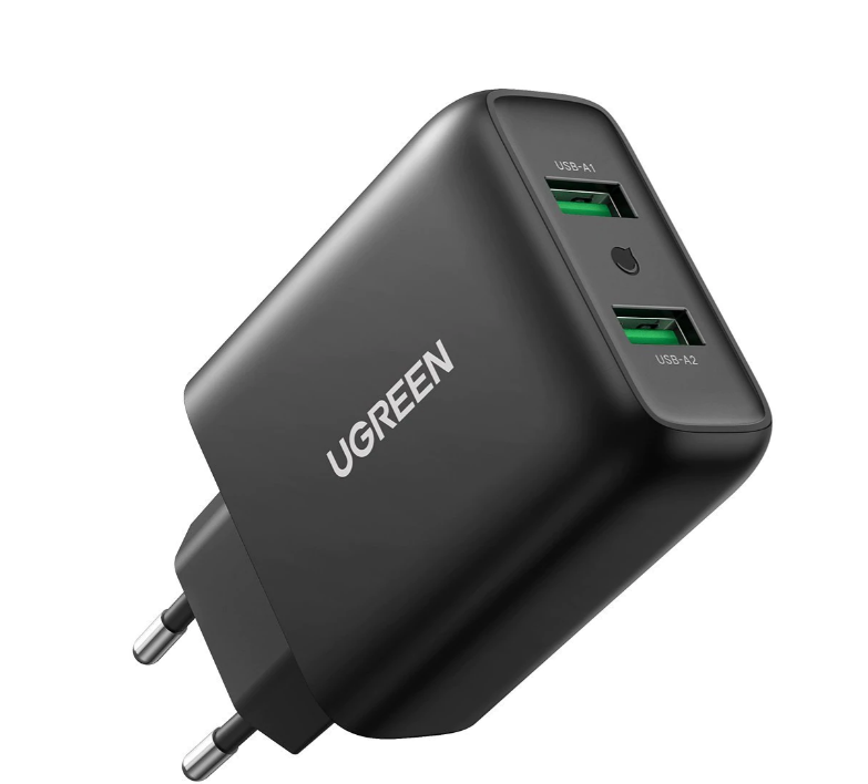 Incarcator Ugreen 2xUSB-A 36W QC3.0 negru (CD161)