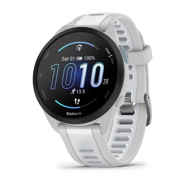 Smartwatch Garmin Forerunner 165, curea Silicon, Mist Grey/Whitestone