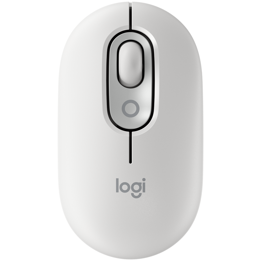 Mouse Wireless Logitech POP cu emoji, Bluetooth, Silent Touch, 3 Way Easy-Switch, Off-White