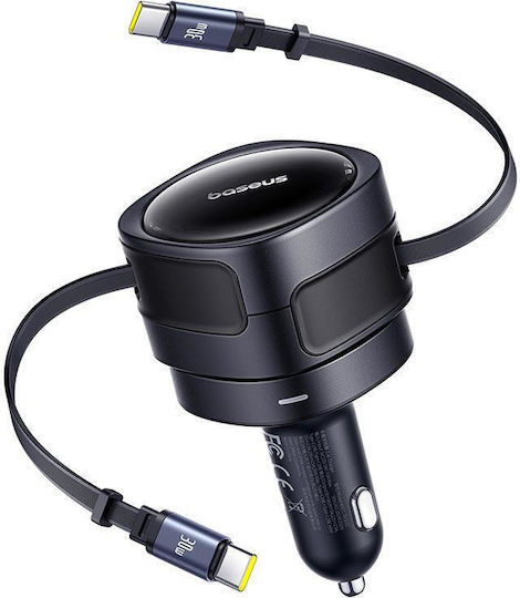 Baseus Enjoyment Max incarcator auto cu cabluri USB-C+USB-C 60W Negru 3 Baseus Enjoyment Max incarcator auto cu cabluri USB-C+USB-C 60W Negru - imagine 3