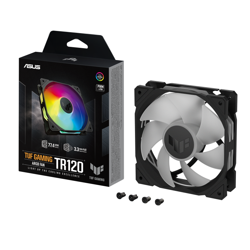Ventilator Asus TUF Gaming TR120, iluminare aRGB, 120mm, Negru