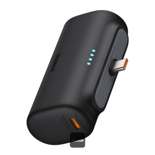 Powerbank Baseus, 5000mAh, 20 W, USB-C, negru, 80×40,2×25,6mm