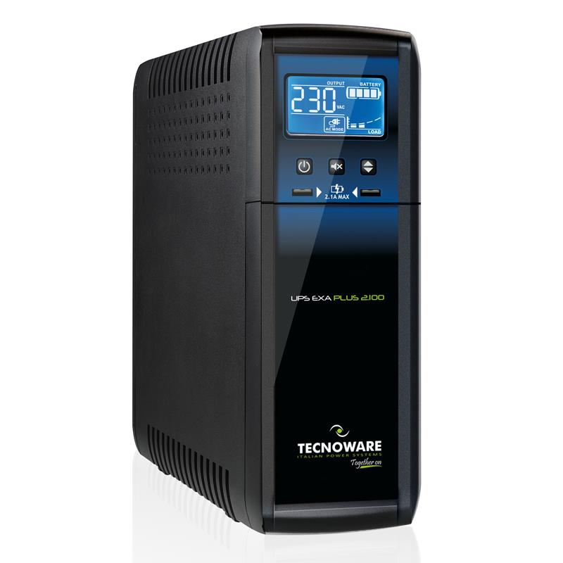 UPS, TECNOWARE, EXA PLUS 2.100, 2.100VA/1.470W, Tehnologie Line Interactive Plus cu unda sinusoidala, Ecran LCD multifunctional, AVR, 8 prize IEC C13