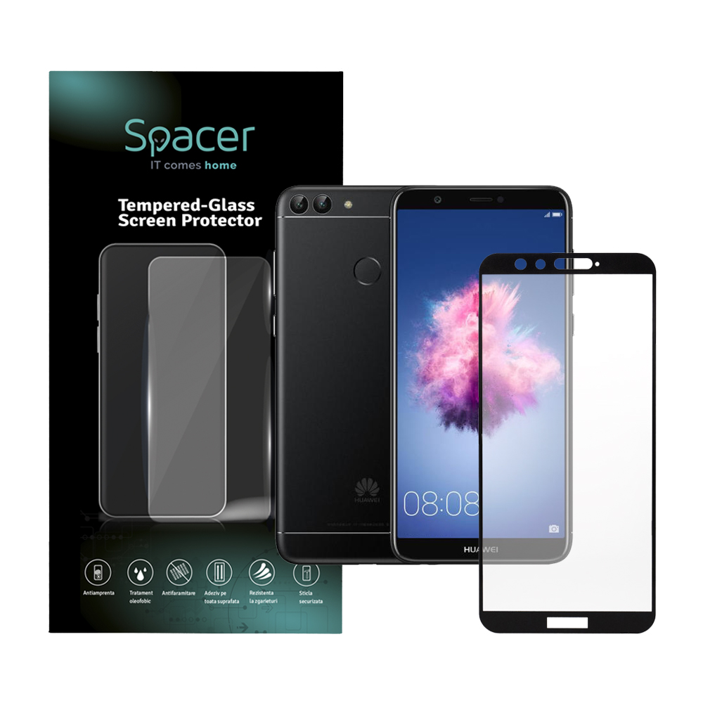 Folie de protectie Spacer pentru Huawei P Smart S, sticla 9D, duritate 9H, Tempered Glass
