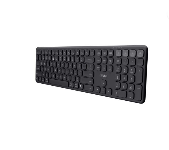 Tastatura wireless Trust VAIYA MULTIDEVICE, RF 2.4GHz, Bluetooth, USB-C, layout US, Negru