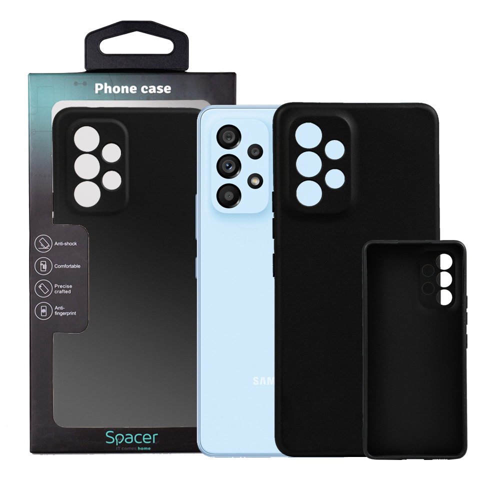 Husa de protectie Spacer pentru Samsung Galaxy A53, material flexibil TPU, Negru