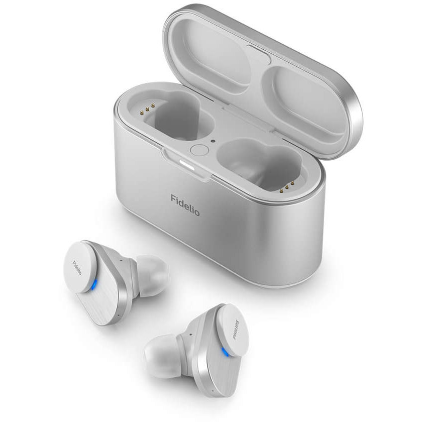 Casti audio true wireless Philips Fidelio T1WT/00, In-Ear, Bluetooth v5.2, ANC Pro+, microfoane incorporate, IPX4, toc de incarcare, incarcare rapida, redare 9 ore, aplicatie mobila, alb