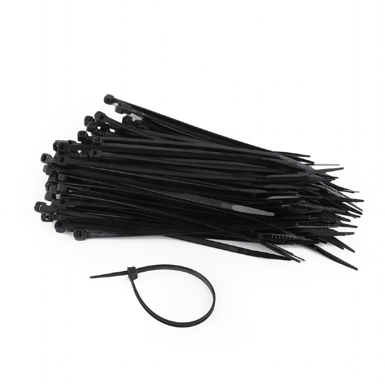 Set cu banda zimtata din plastic pentru fixare cabluri, Gembird, nylon150mm x 3.6mm 100 pcs, negru