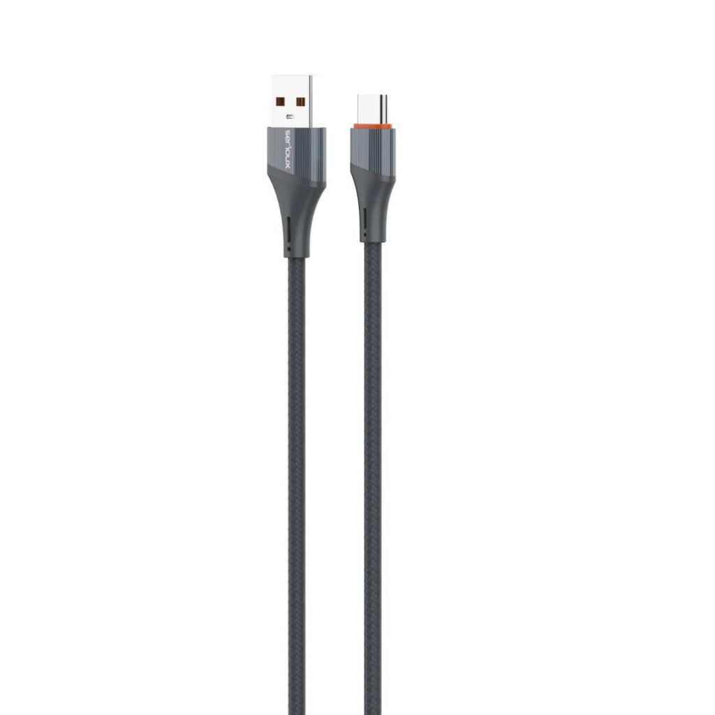 Cablu date si incarcare Serioux, USB-A la Type-C, 30W, 2m, Gri