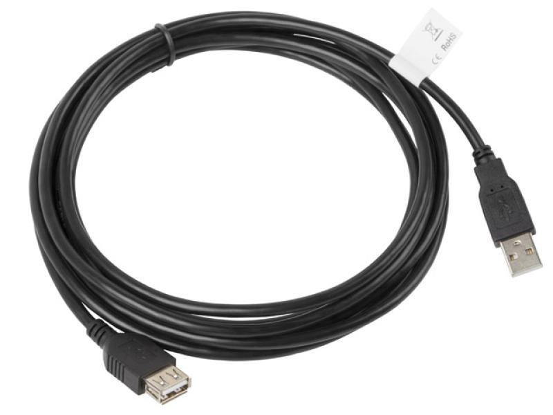 Cablu de date Lanberg, USB 2.0, 3m, Negru 3 m