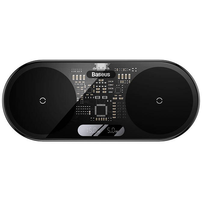 Incarcator wireless Baseus Digital LED Display Dual Qi, 20W