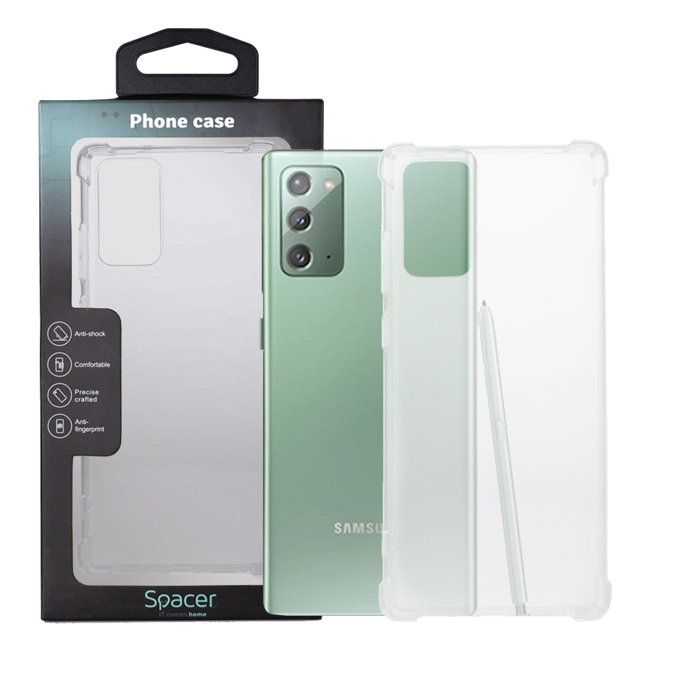 Husa de protectie Spacer pentru Samsung Galaxy Note 20, material flexibil TPU, Transparenta