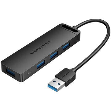 Adaptor HUB 5-in-1 Vention CHLBD, USB – 4x USB 3.0, 1x Micro USB, Lungime cablu 50cm, Negru