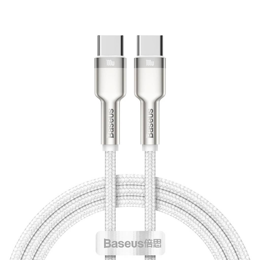Cablu Date si Incarcare Baseus USB Type-C la USB Type-C Cafule, 1 m, 100W, CATJK-C02, Alb