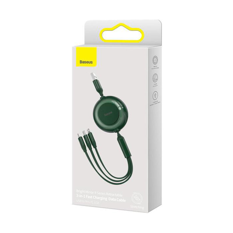 Cablu de incarcare Baseus Bright Mirror 2, cablu Micro USB / Lightning / USB-C 3 in 1, 3,5 A, 1,1 m, verde 2 Cablu de incarcare Baseus Bright Mirror 2, cablu Micro USB / Lightning / USB-C 3 in 1, 3,5 A, 1,1 m, verde - imagine 2