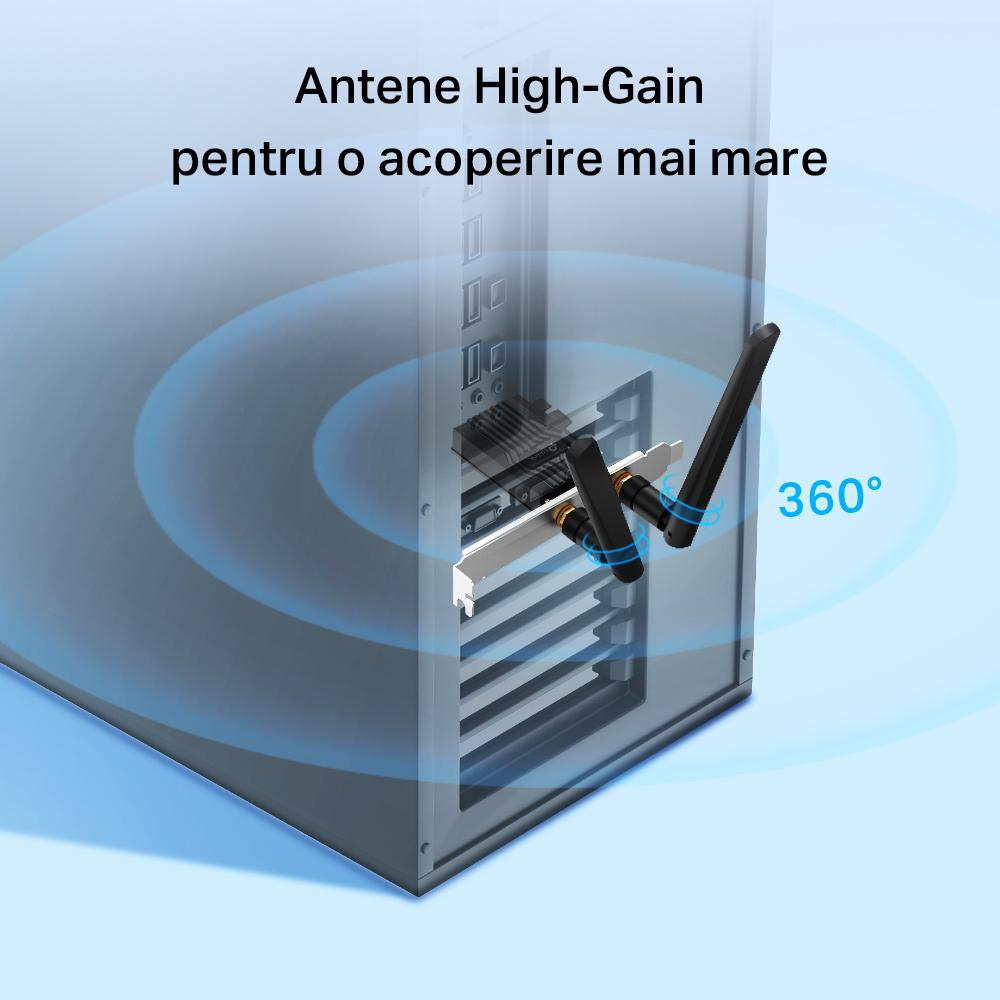 Placa de retea TP-Link Archer TX55E, AX3000, Dual-Band, Wi-Fi 6, Bluetooth 5.2 5 Placa de retea TP-Link Archer TX55E, AX3000, Dual-Band, Wi-Fi 6, Bluetooth 5.2 - imagine 5