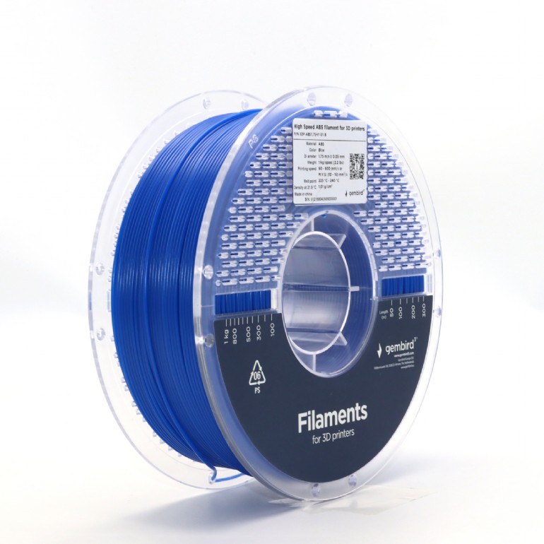 Filament ABS 3D, Gembird, 1.75mm, 1kg, Albastru