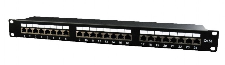 PATCH PANEL GEMBIRD 24 porturi, Cat5e, 1U pentru rack 19″, black, „NPP-C524-002”