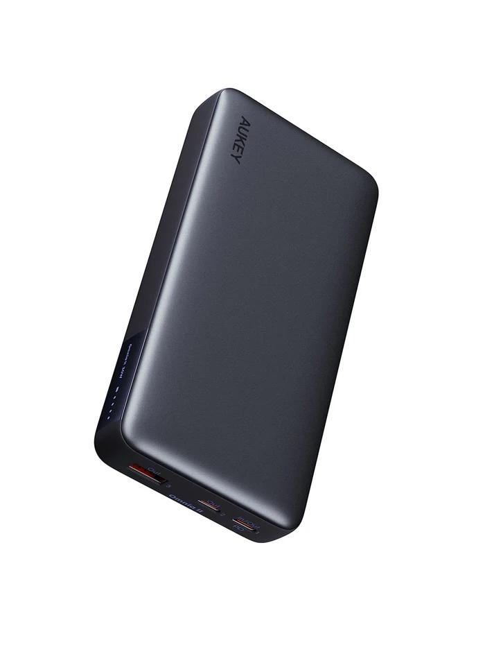 Powerbank 20000mAh, Aukey, PB-Y42, 30W PD, 3 porturi, negru, 146x74x23mm
