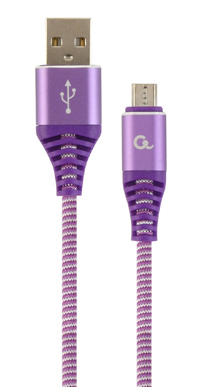 Cablu alimentare si date Gembird, USB 2.0 (T) la Micro-USB 2.0 (T), 2m, Violet / Alb, CC-USB2B-AMmBM-2M-PW
