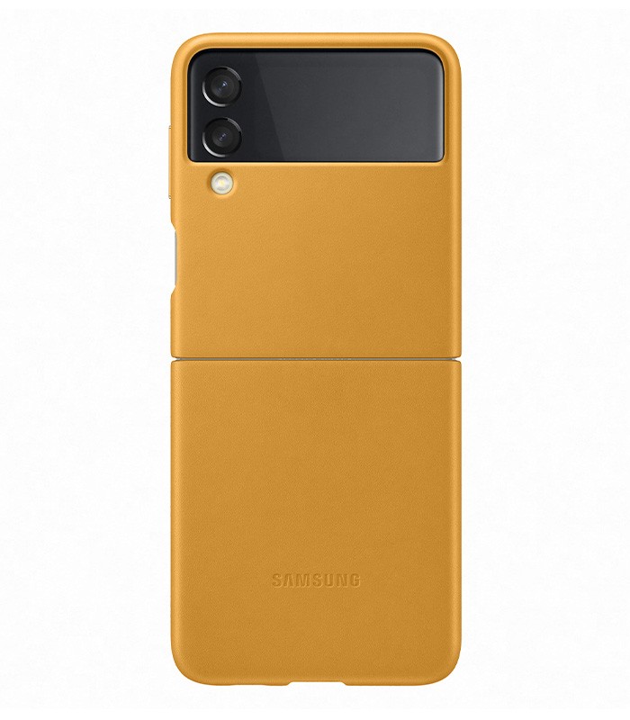 Husa de protectie Samsung Leather Cover pentru Galaxy Z Flip3, YELLOW 2 Husa de protectie Samsung Leather Cover pentru Galaxy Z Flip3, YELLOW - imagine 2