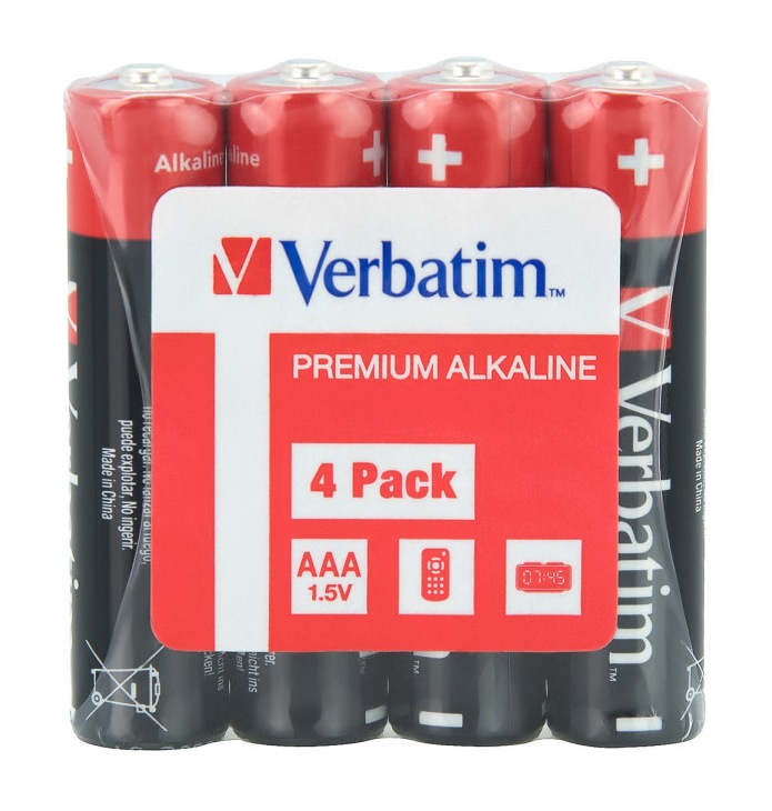 Baterii Verbatim Alkaline, AAA, 4 buc