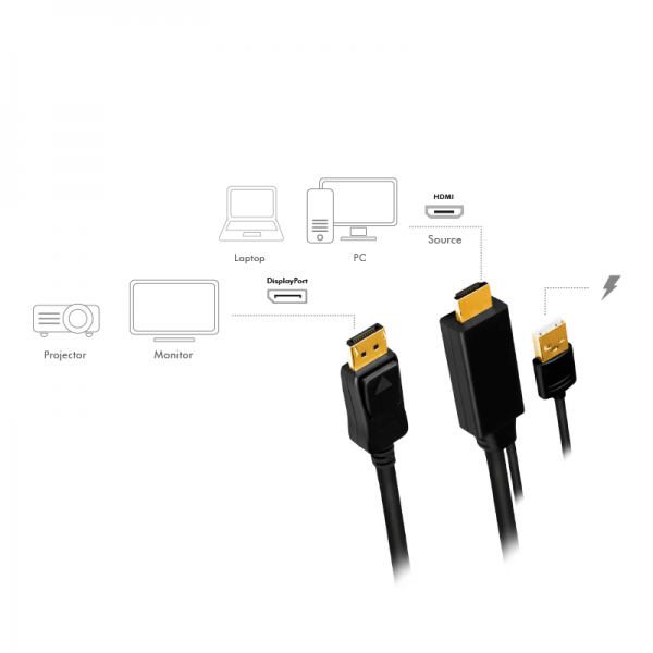Cablu video LOGILINK, HDMI (T) 1.4 + USB (T) la DisplayPort (T) 1.2, 1m, rezolutie maxima 4K (3840 x 2160) la 30 Hz, plastic, triplu ecranaj, negru 5 Cablu video LOGILINK, HDMI (T) 1.4 + USB (T) la DisplayPort (T) 1.2, 1m, rezolutie maxima 4K (3840 x 2160) la 30 Hz, plastic, triplu ecranaj, negru - imagine 5