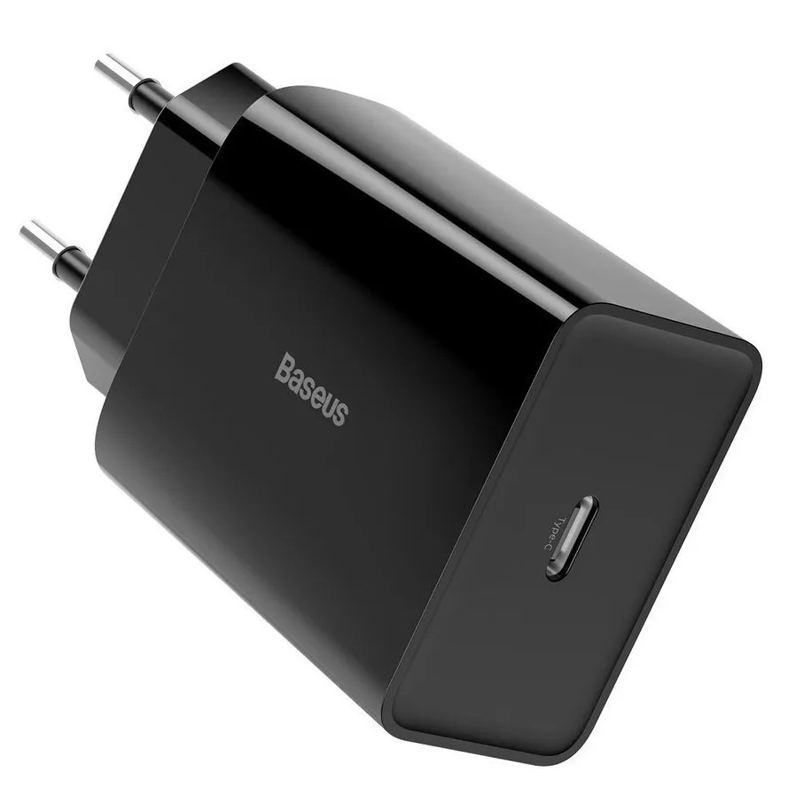 Incarcator telefon, Baseus, USB + USB-C, 3 A, 20 W, Negru