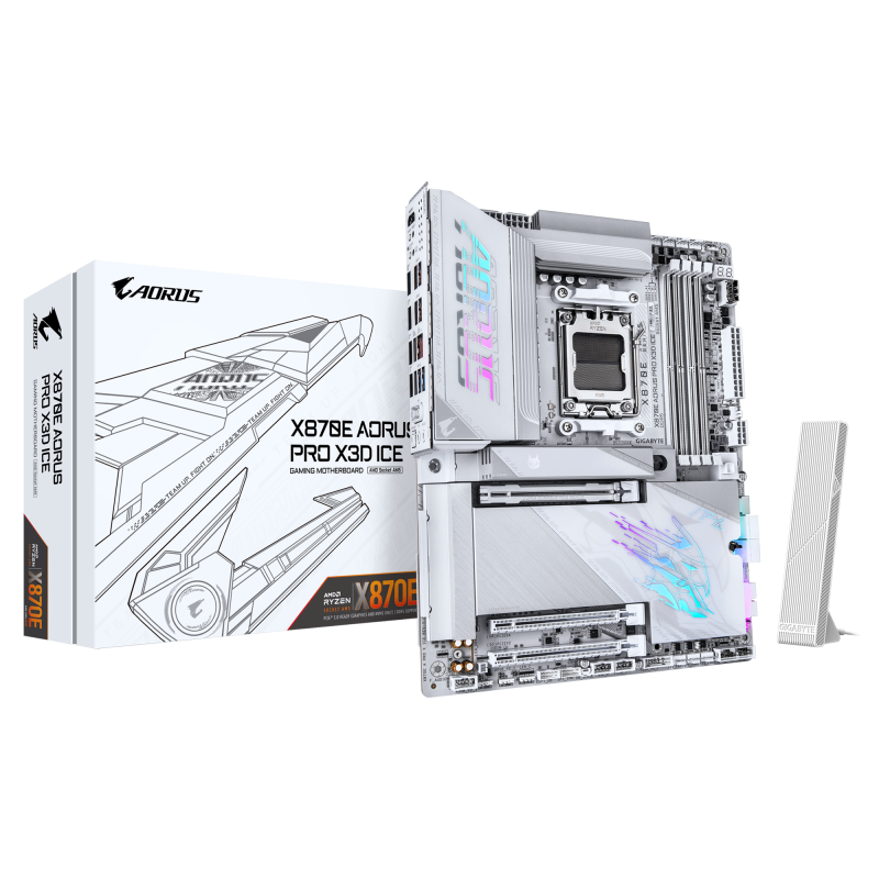 Placa de baza Gigabyte X870E AORUS PRO X3D ICE, AM5, DDR5, BT, WIFI 7, ATX,ALB