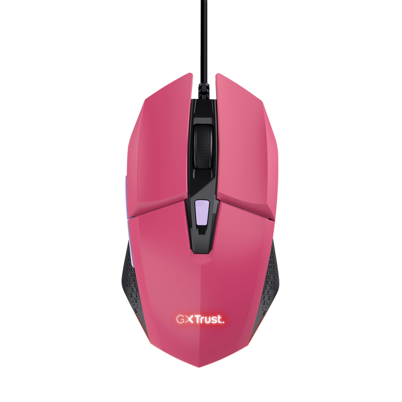 Mouse gaming cu fir Trust GXT 109 Felox, 6 butoane programabile, iluminare LED multicolor, 200-6400 DPI, cablu USB de 1,5 m, mouse RGB, roz