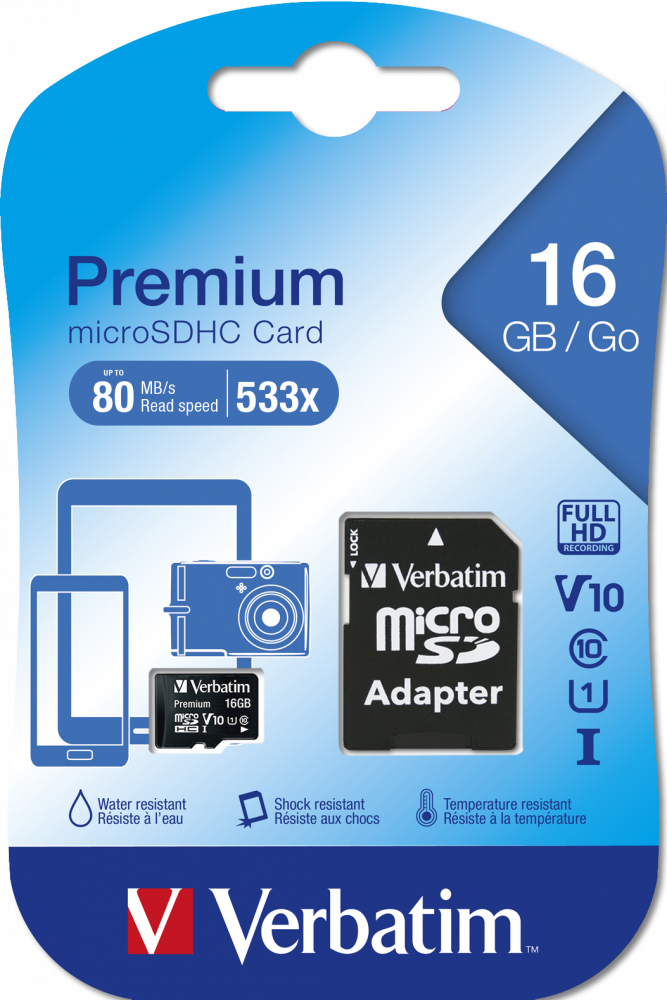 Card de memorie Verbatim Premium MicroSDHC cu adaptor, 16GB, Class 10, 44082 2 Card de memorie Verbatim Premium MicroSDHC cu adaptor, 16GB, Class 10, 44082 - imagine 2