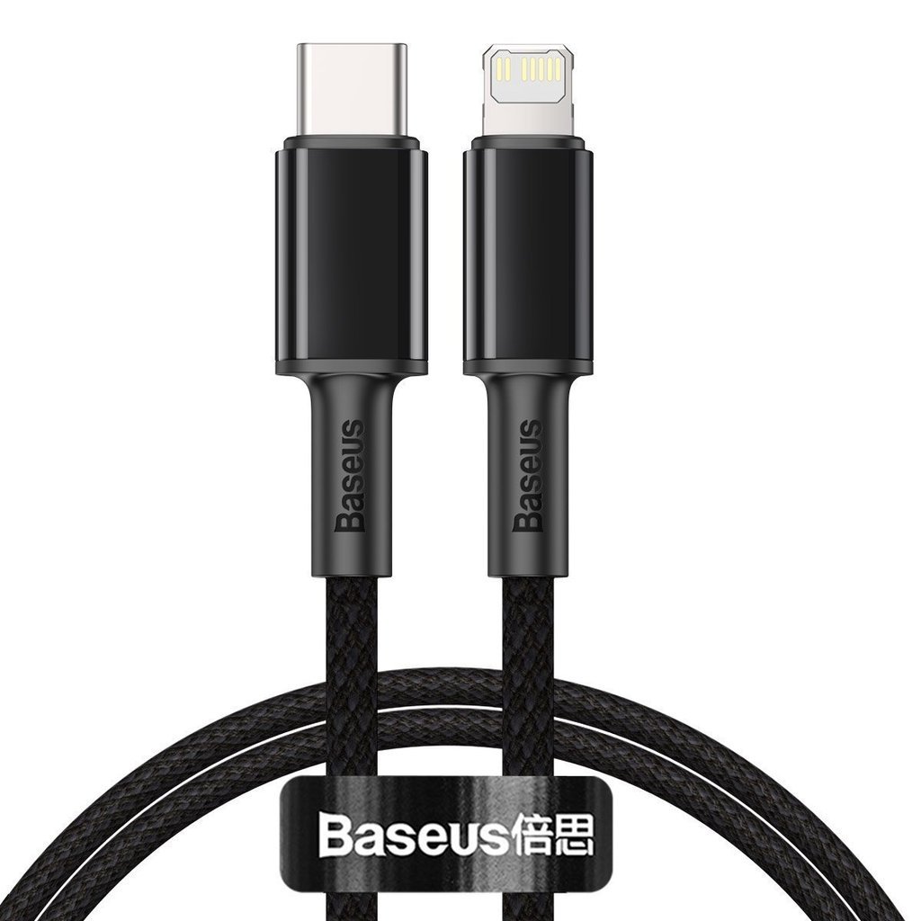 Cablu alimentare si date Baseus, High Density Braided, Fast Charging, USB Type-C la tip Lightning PD 20W braided 2m, Negru