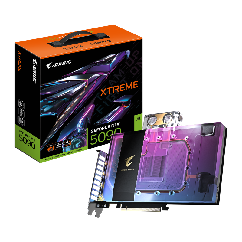 Placa video Gigabyte AORUS GeForce RTX 5090 XTREME WATERFORCE Water Block 32GB, 512 bit, GDDR7, Negru