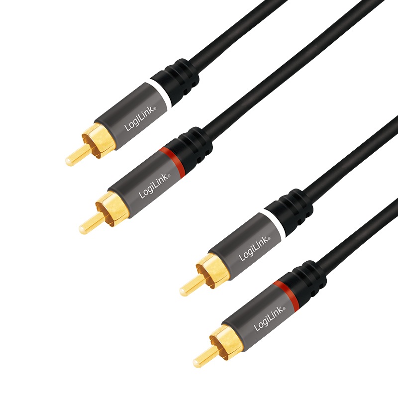 Cablu audio stereo, LogiLink, RCA, 1.5m, Negru