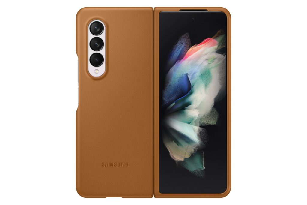 Husa Leather Cover pentru Samsung Galaxy Z Fold 3 5G Brown