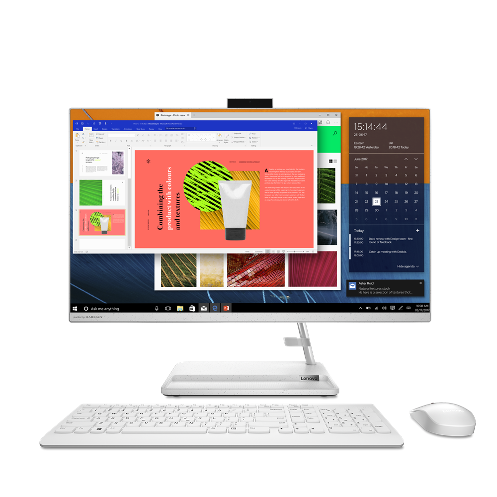 Sistem All-in-One Lenovo IdeaCentre 3 27ALC6 cu procesor AMD Ryzen™ 5 7430U pana la 4.3 GHz, 27″, Full HD, IPS, 16GB DDR4, 512GB SSD M.2 2280 PCIe 4.0×4 NVMe, AMD Radeon™ Graphics, No OS, White