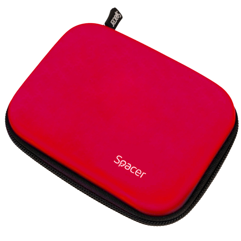 Husa SPACER pentru HDD/SSD 2.5″, buzunar intern plasa, rosu