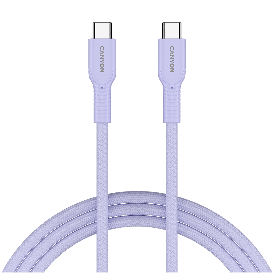Cablu de date Canyon CND-CCAP60AB10PU, USB-C – USB-C, 1 m Mov