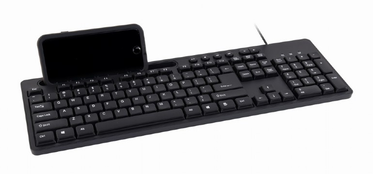 Tastatura Gembird US layout, cu stand telefon, Negru KB-UM-108 3 Tastatura Gembird US layout, cu stand telefon, Negru KB-UM-108 - imagine 3