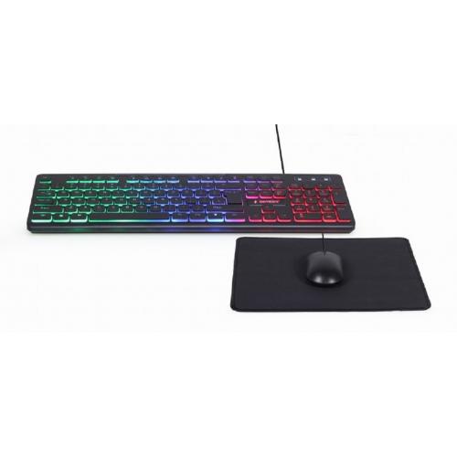 Set tastatura/mouse/mousepad, Gembird, RGB, Negru