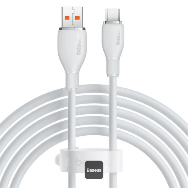 Cablu alimentare si date Baseus Pudding Series, Fast Charging Data Cable pentru smartphone, USB la USB Type-C 100W, 1.2m, alb