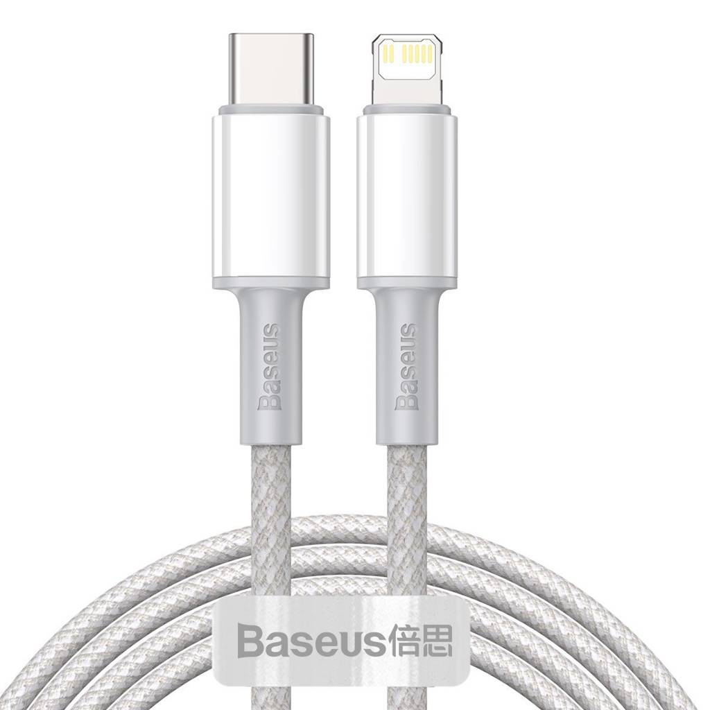 Cablu Date si Incarcare Baseus USB Type-C la tip Lightning, 2 m, 20W,CATLGD-A02, Alb