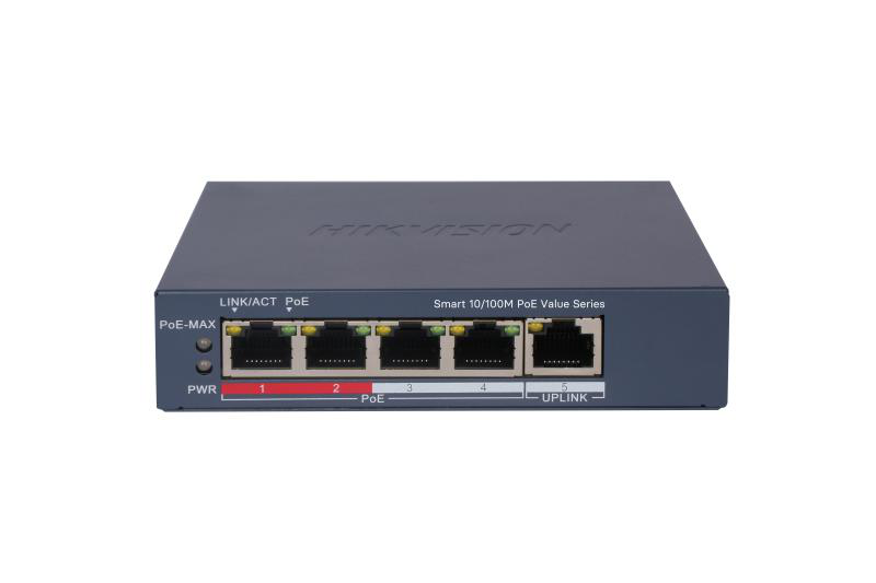 SWITCH 4PORTURI 4XPOE  SMARTMANAGED „DS-3E1105P-EI/M(V2)” (timbru verde 2 lei)