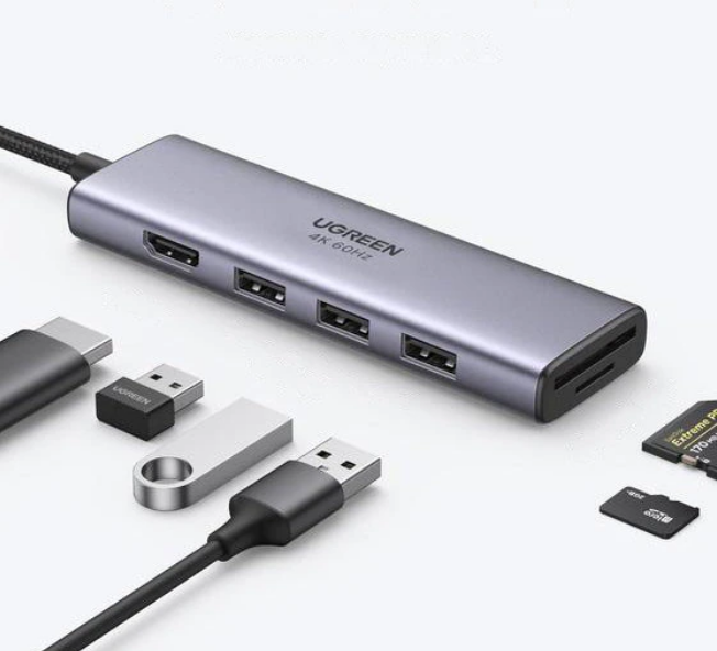 HUB multifunctional Ugreen USB tip C - 3x USB 3.2 Gen 1 / HDMI 4K 60Hz / cititor de carduri SD si TF gri (60383 CM511) 2 HUB multifunctional Ugreen USB tip C - 3x USB 3.2 Gen 1 / HDMI 4K 60Hz / cititor de carduri SD si TF gri (60383 CM511) - imagine 2