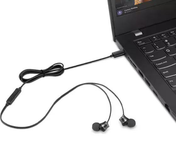 Casti cu microfon Lenovo 4XD1J77351, USB-C, Black