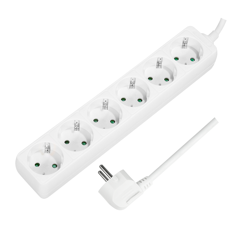 PRELUNGITOR LOGILINK, Schuko x 6, cablu 3G 1.5mm2, 230 V/16 A, 50 Hz, max. 3500 W, IP20, 1.5m, alb, „LPS238” (timbru verde 0.8 lei)