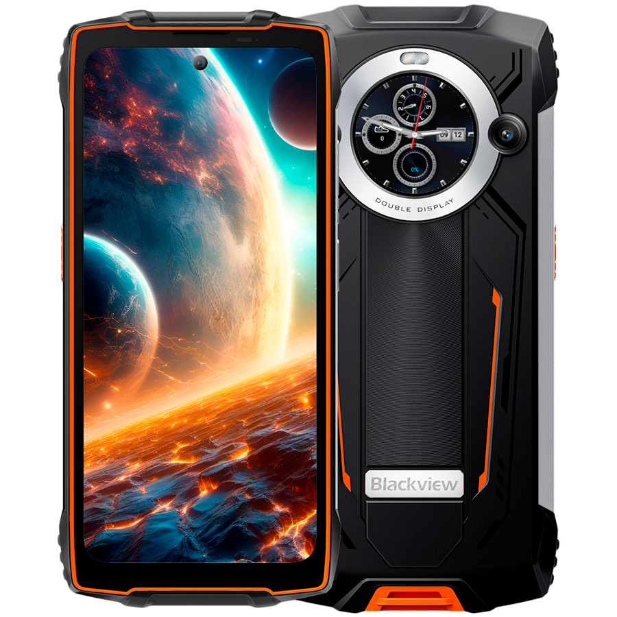 Telefon mobil Blackview BV8200, 6.497″ FHD+, 120Hz, 36GB RAM(12GB + 24GB extensibili 2To), 256GB ROM, Android 14, 8800mAh, 8 cores, Dual SIM, NFC/Amprenta/caracteristici faciale, Portocaliu